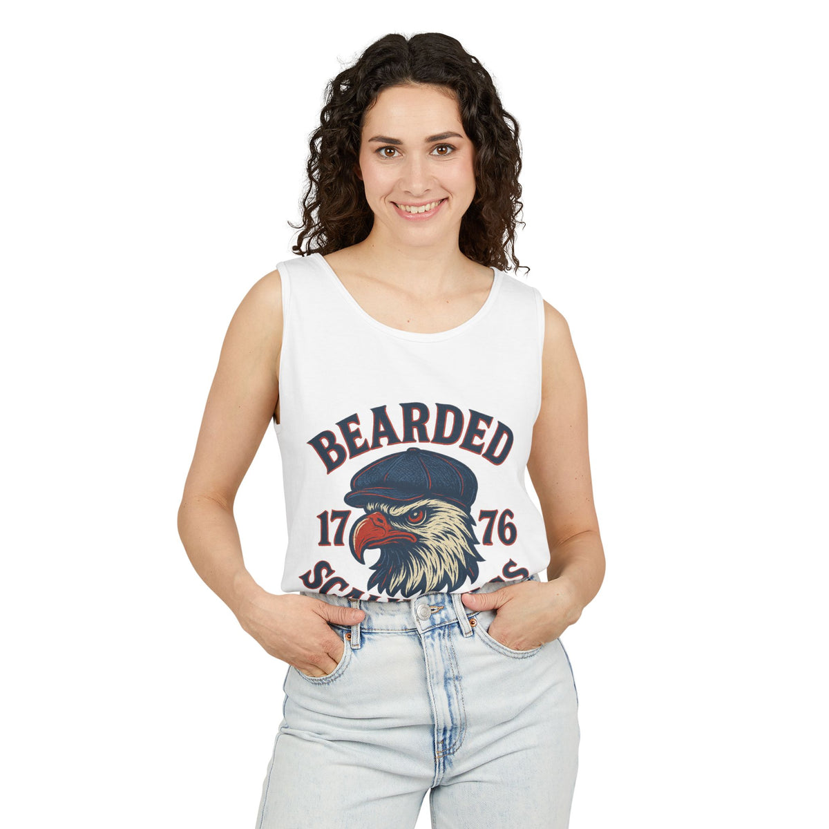 Bearded Scallywags Tank Top | Adjustable Unisex Summer Tee for Patriotism, Independence Day, Casual Wear, Memorial Day