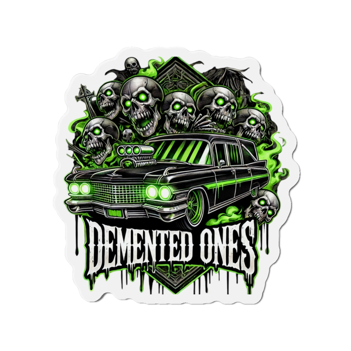 Gothic Car Die-Cut Magnets - Horror Home Decor, Perfect for Halloween, Gift for Auto Enthusiasts, Skulls & Spookiness