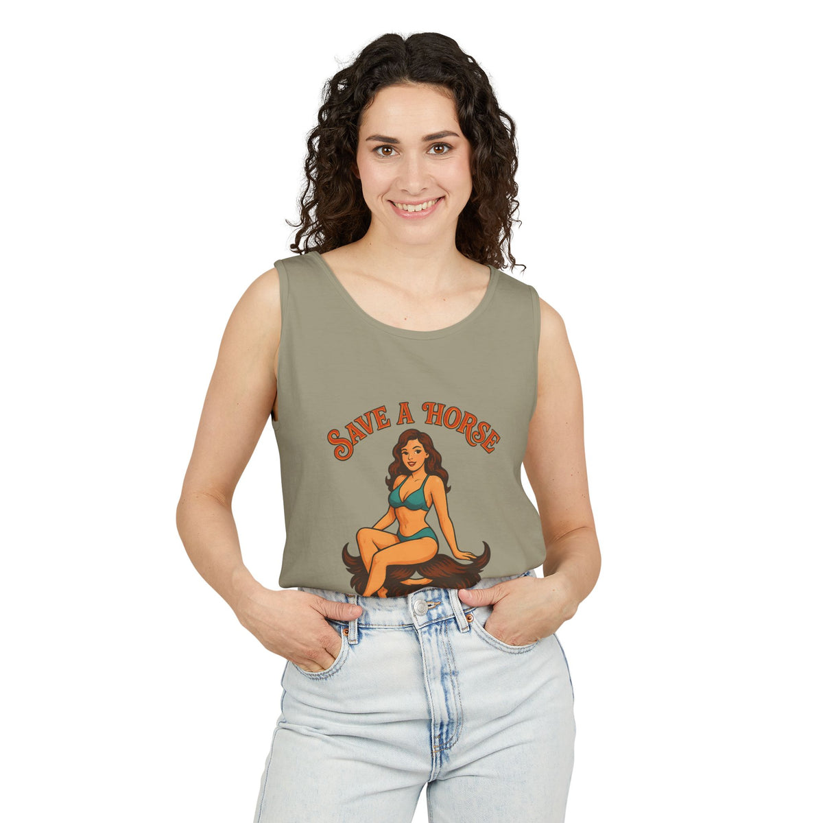 Save a Horse Ride a Beard Tank Top, Funny Graphic Tank, Unisex Summer Tee, Beachwear, Gift for Horse Lovers, Casual Wear