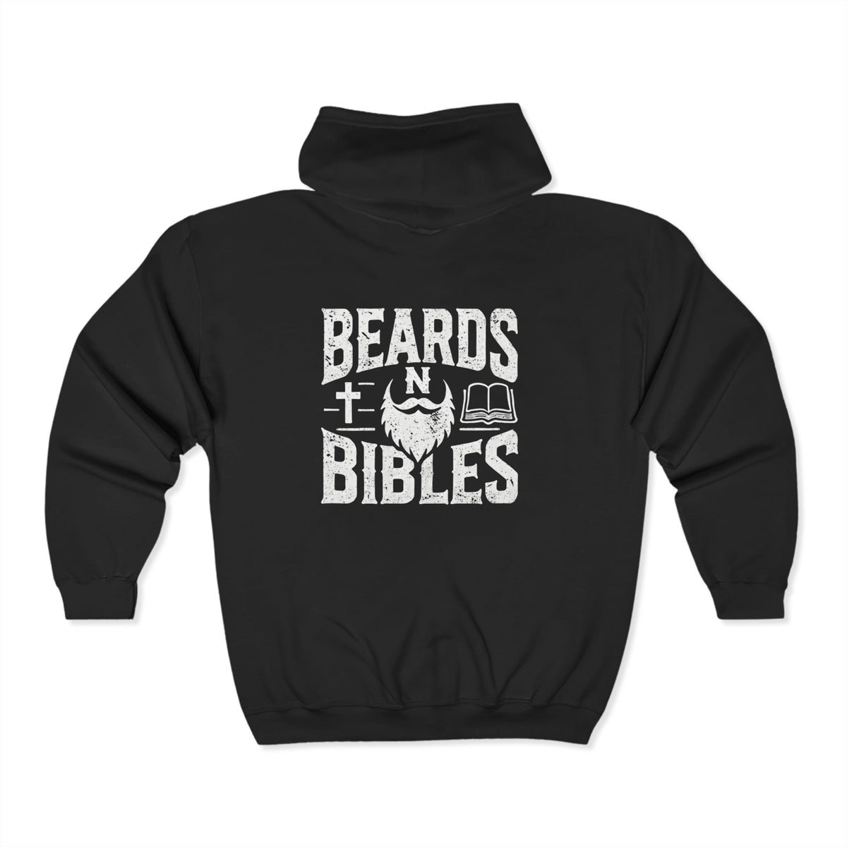 Beards N Bibles Full Zip Hoodie - Beards & Bibles Design for Faith & Family