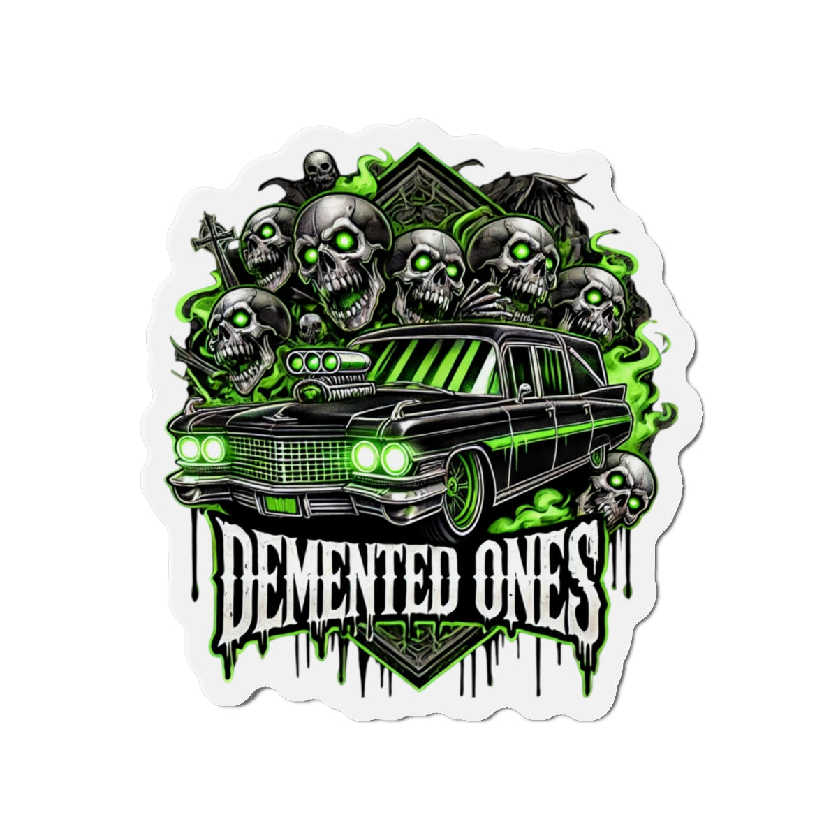 Gothic Car Die-Cut Magnets - Horror Home Decor, Perfect for Halloween, Gift for Auto Enthusiasts, Skulls & Spookiness