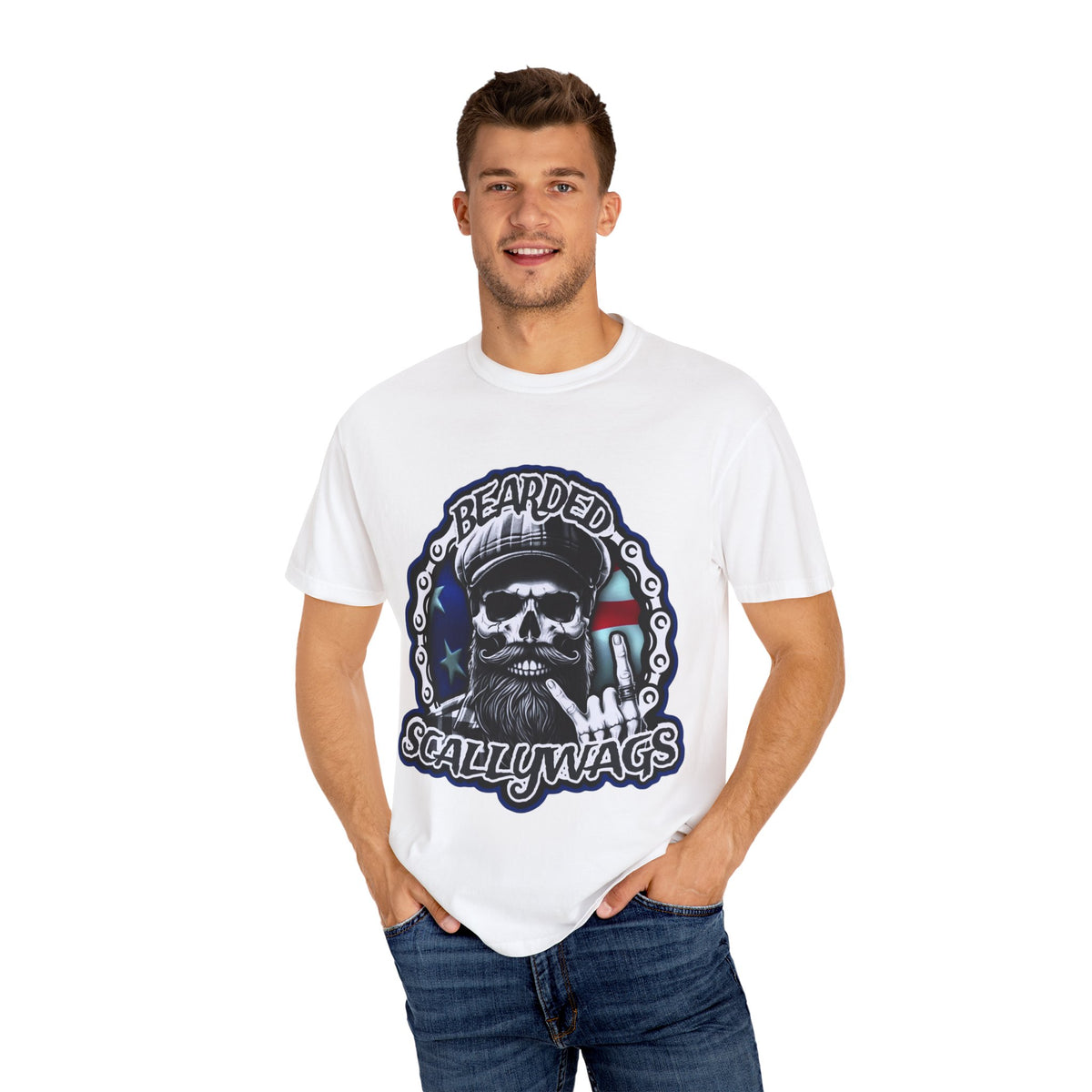 Old Glory T-Shirt | Unisex Garment-Dyed Tee for Pirate Lovers | Beachwear, Gift for Dad, Casual Wear, Festivals, Birthday Present