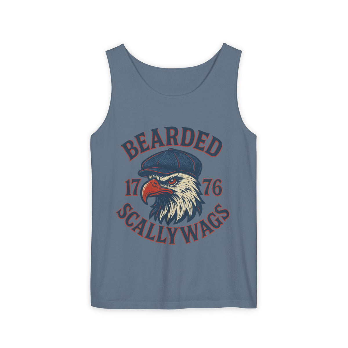 Bearded Scallywags Tank Top | Adjustable Unisex Summer Tee for Patriotism, Independence Day, Casual Wear, Memorial Day