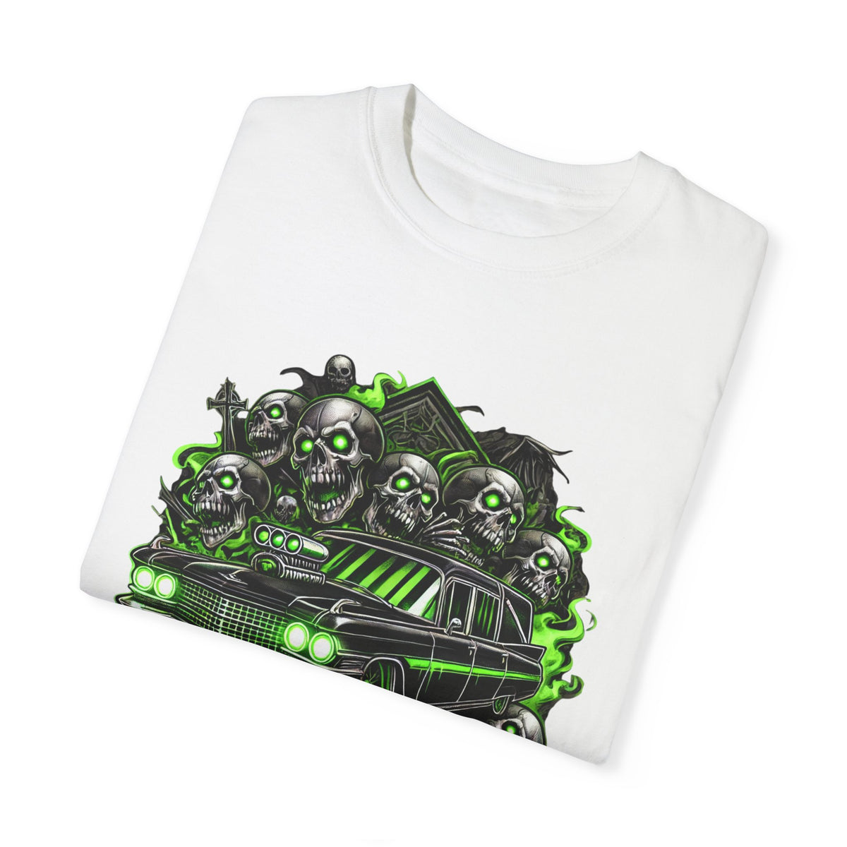 Unisex Garment-Dyed T-shirt – Demented Ones Graphic Tee for Halloween Fans
