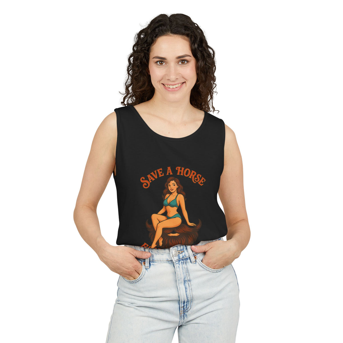Cowgirl Vibe Graphic Tank Top, Summer Shirt, Western Apparel, Gift for Horse Lovers, Festival Outfit, Funny Tank Top