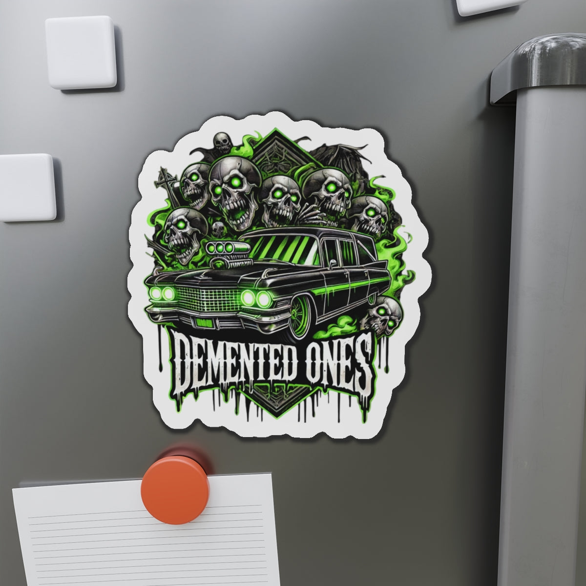 Gothic Car Die-Cut Magnets - Horror Home Decor, Perfect for Halloween, Gift for Auto Enthusiasts, Skulls & Spookiness