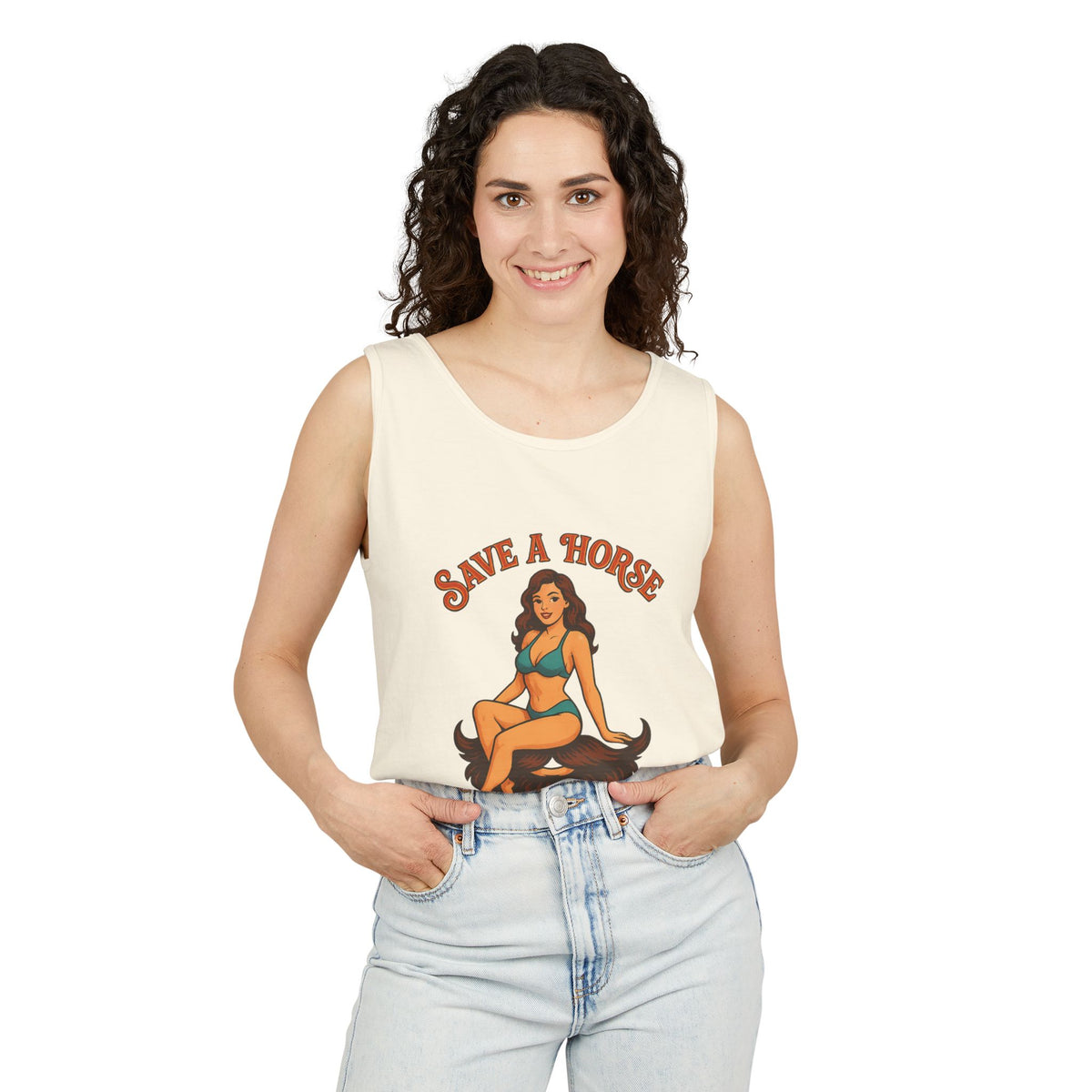 Save a Horse Ride a Beard Tank Top, Funny Graphic Tank, Unisex Summer Tee, Beachwear, Gift for Horse Lovers, Casual Wear