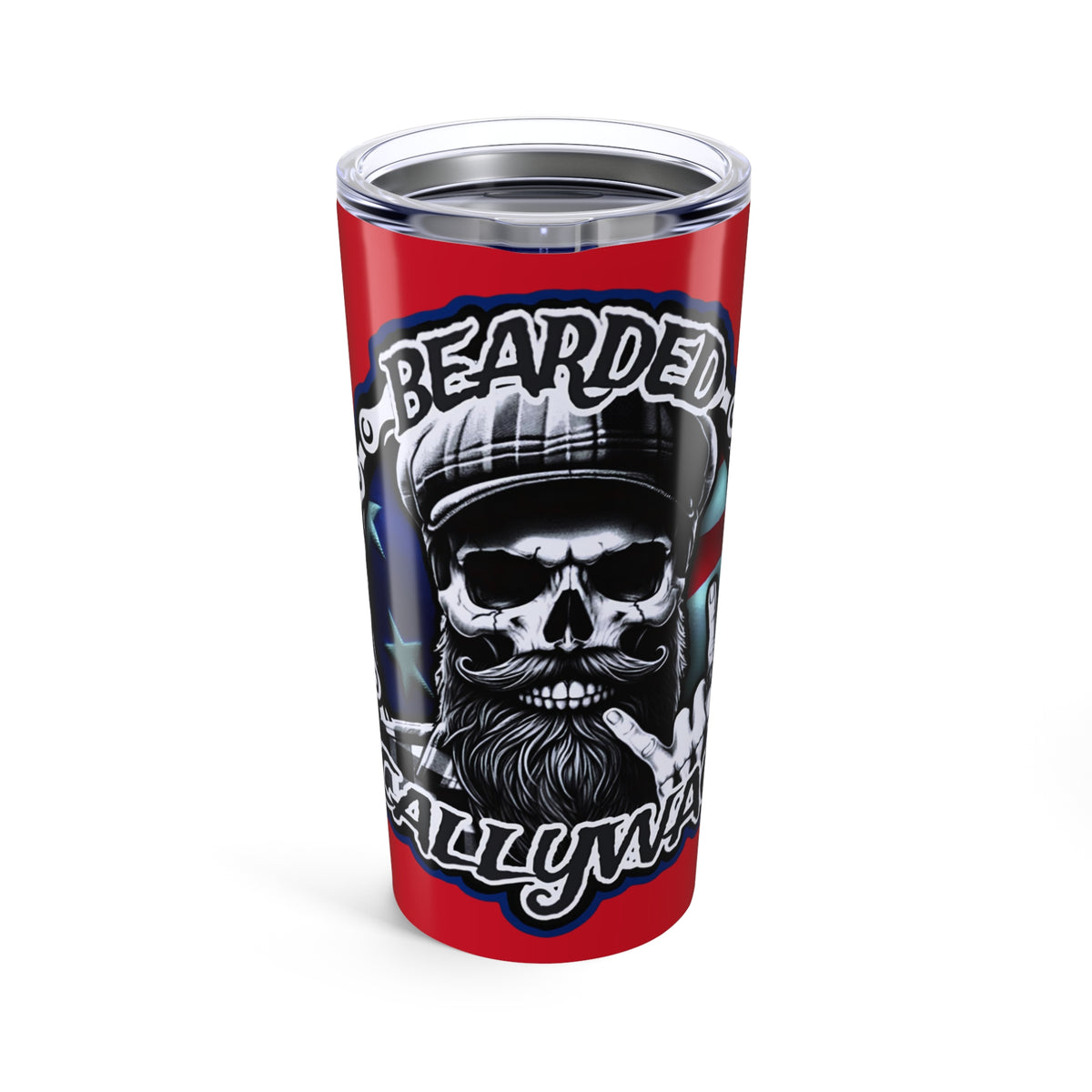 Old Glory Tumbler - 20oz Stainless Steel Travel Cup, Perfect for Bearded Dads, Outdoor Adventures, Gifts for Him, Halloween, Tailgating