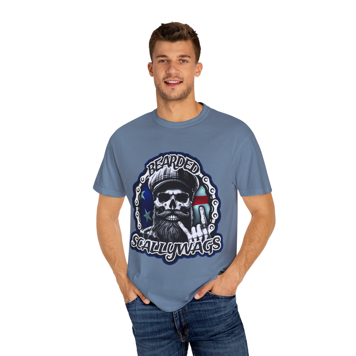 Old Glory T-Shirt | Unisex Garment-Dyed Tee for Pirate Lovers | Beachwear, Gift for Dad, Casual Wear, Festivals, Birthday Present